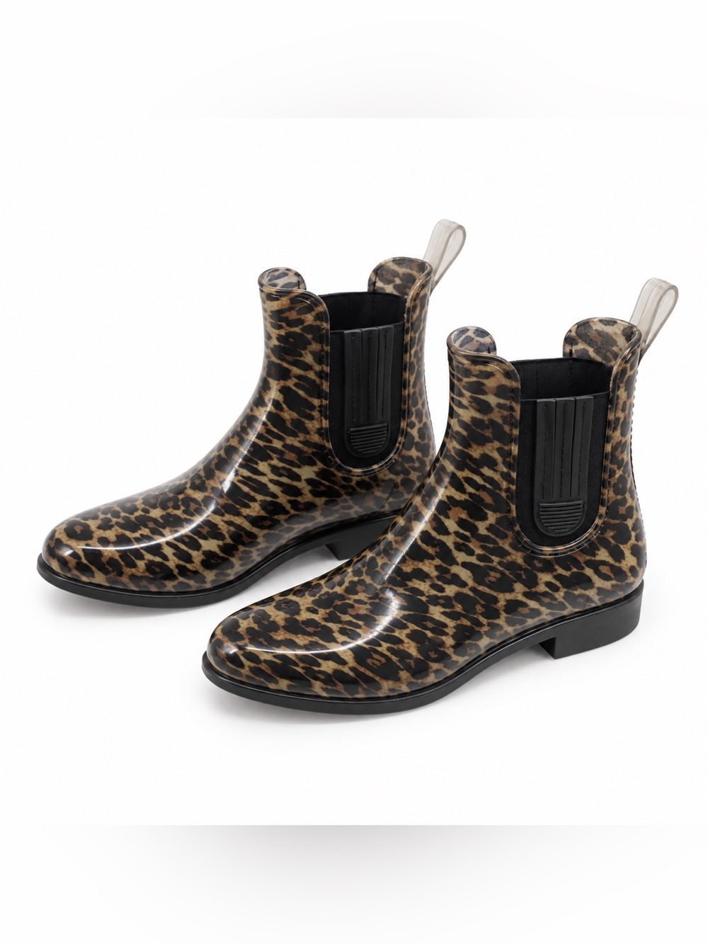 London Fog Women’s Size 8 Leopard Print Chelsea Rain Boots